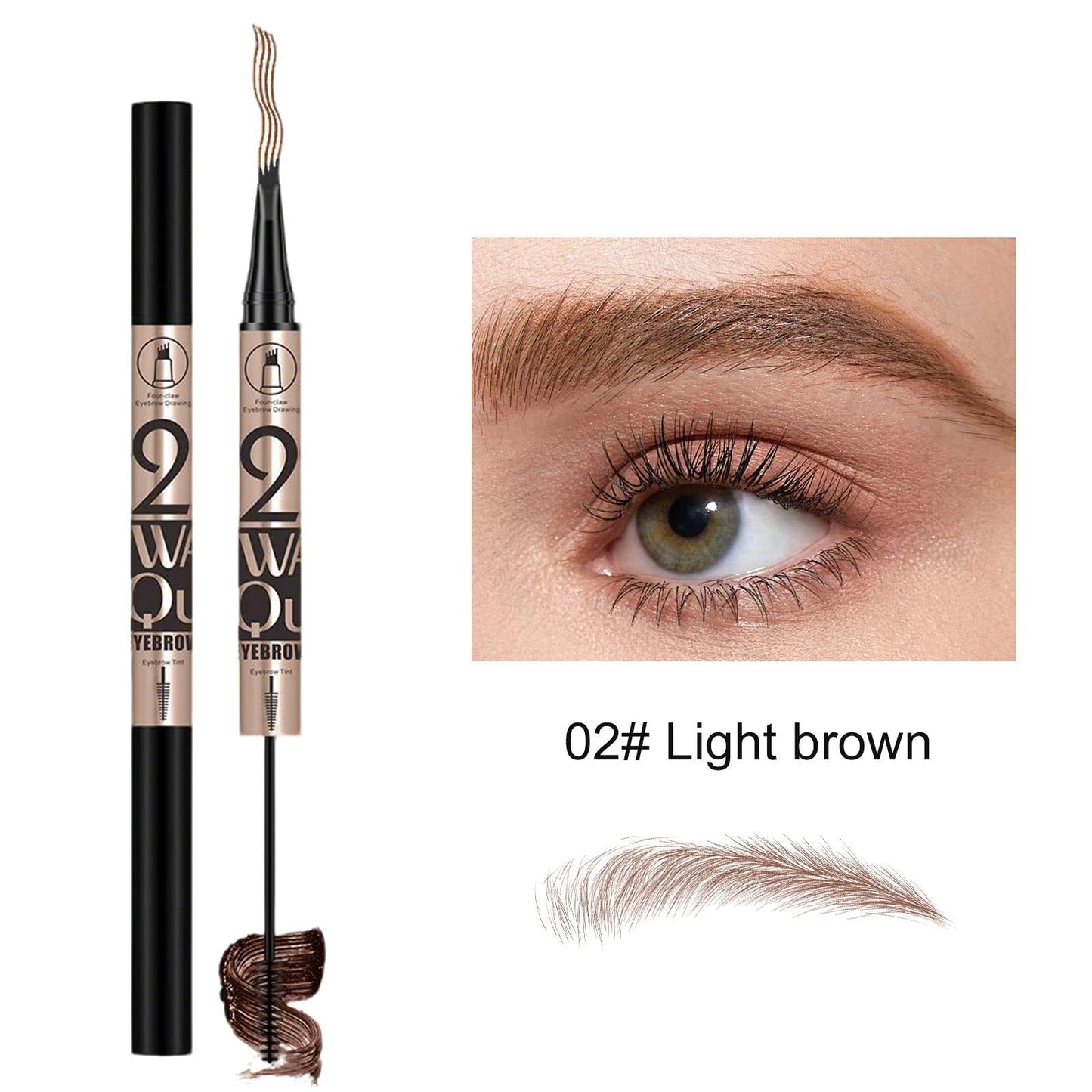 🤎Waterproof 4-prong brow pen for easy shaping and natural hair-like strokes