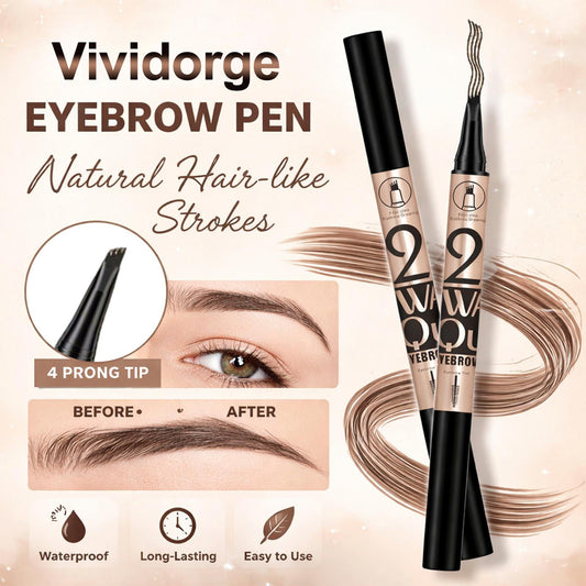 🤎Waterproof 4-prong brow pen for easy shaping and natural hair-like strokes