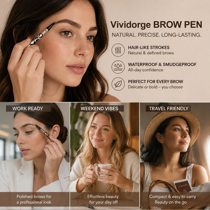 🤎Waterproof 4-prong brow pen for easy shaping and natural hair-like strokes