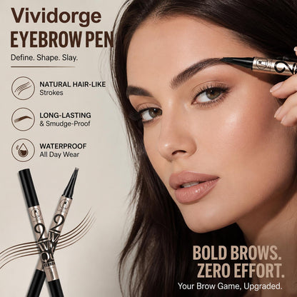 🤎Waterproof 4-prong brow pen for easy shaping and natural hair-like strokes