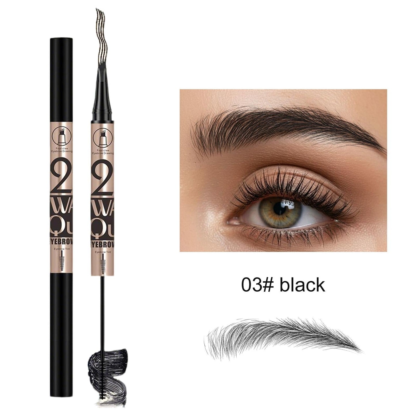 🤎Waterproof 4-prong brow pen for easy shaping and natural hair-like strokes