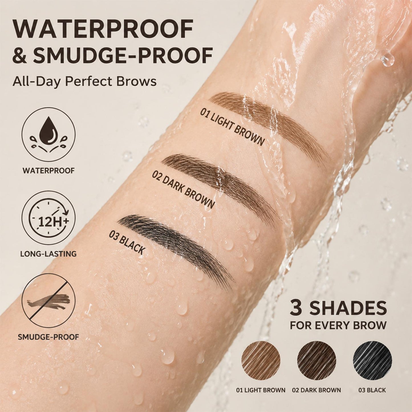 🤎Waterproof 4-prong brow pen for easy shaping and natural hair-like strokes