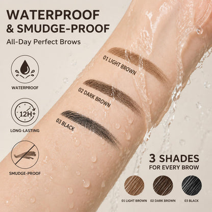 🤎Waterproof 4-prong brow pen for easy shaping and natural hair-like strokes