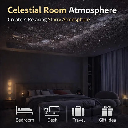 🌌2-in-1 Galaxy Projector Night Light with Flexible Gooseneck | USB Starry Sky Projector for Bedroom